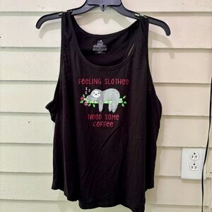 🔥5 for $25🔥 Feeling Slothee Need Some Coffee Sloth Graphic Tank Top